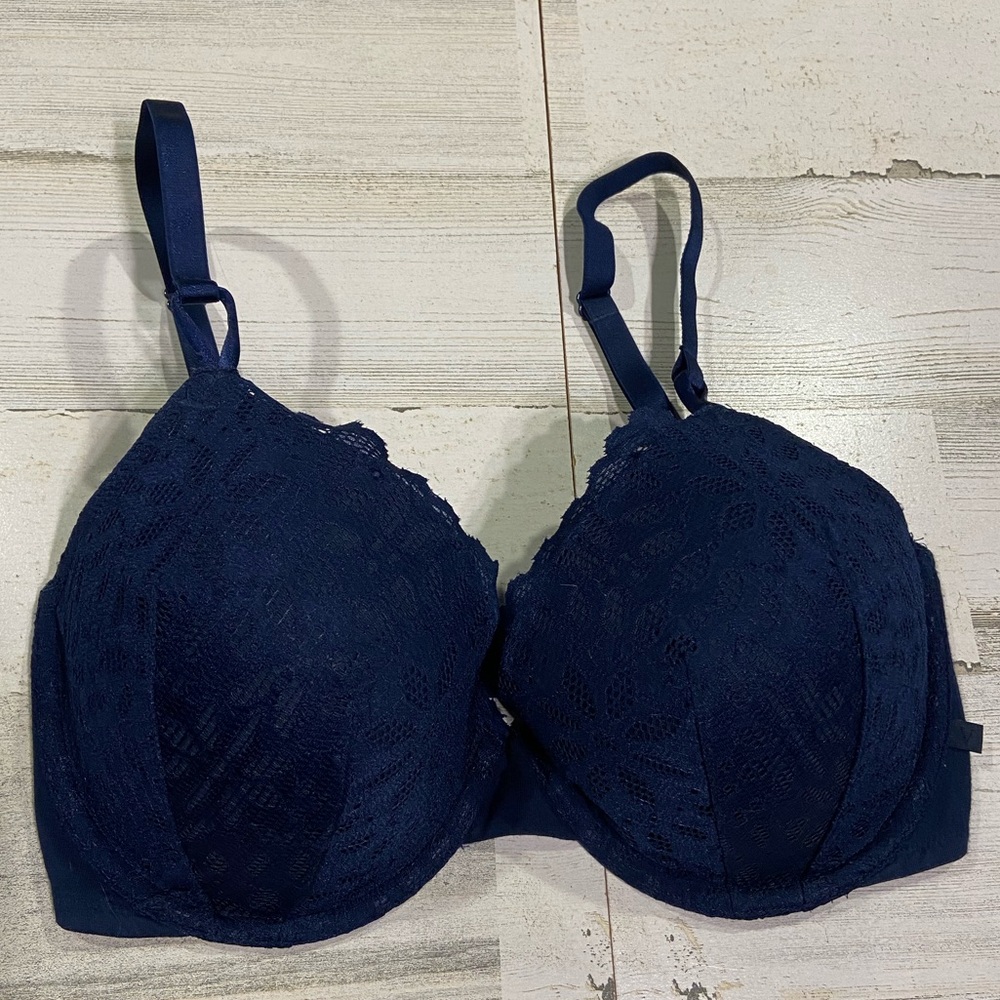 Victorias Secret Blue Lace Lined Demi Bra 32DDD